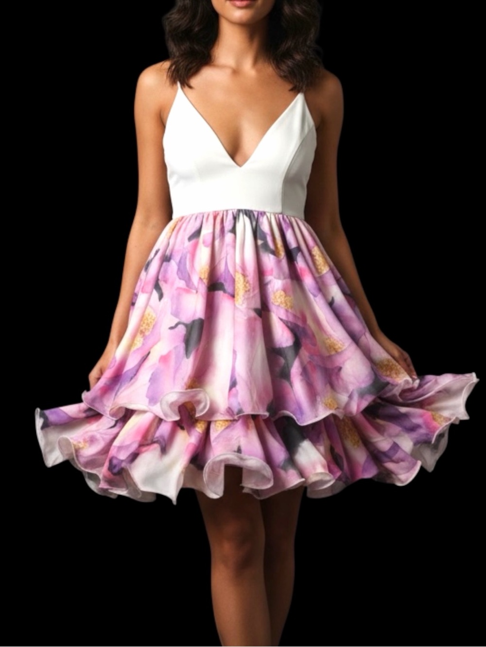 Angel Biba Floral Tiered Ruffle Party Dress – Size 8